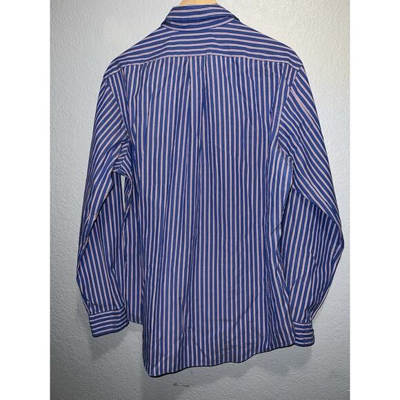 Polo Ralph Lauren Button Dow L Shirt Men Purple Blue Striped Classic Fit Pony - Picture 6 of 6